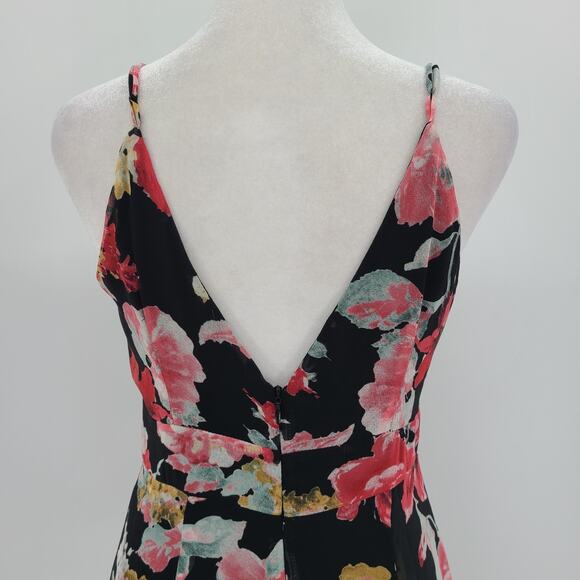 Y2K Babydoll Fairygoth Maxi Dress Small Plunge Sheer Floral Asymmetrical Lace - Picture 4 of 14